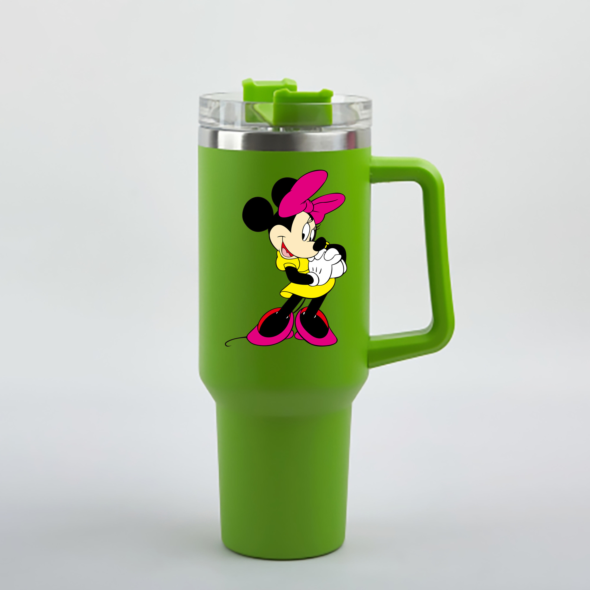 （画像用） ミッキーマウス Mickey Mouse 1200mL車用タンブラー - クリスタルステッカー（プラスチックストロー付き）